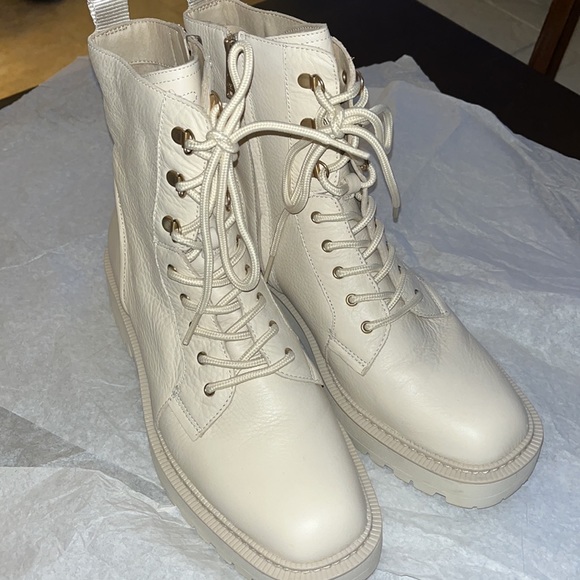 Sam Edelman Womens Lue Ivory Combat & Lace-up Boots 11 Medium - Picture 6 of 10